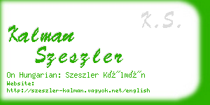 kalman szeszler business card